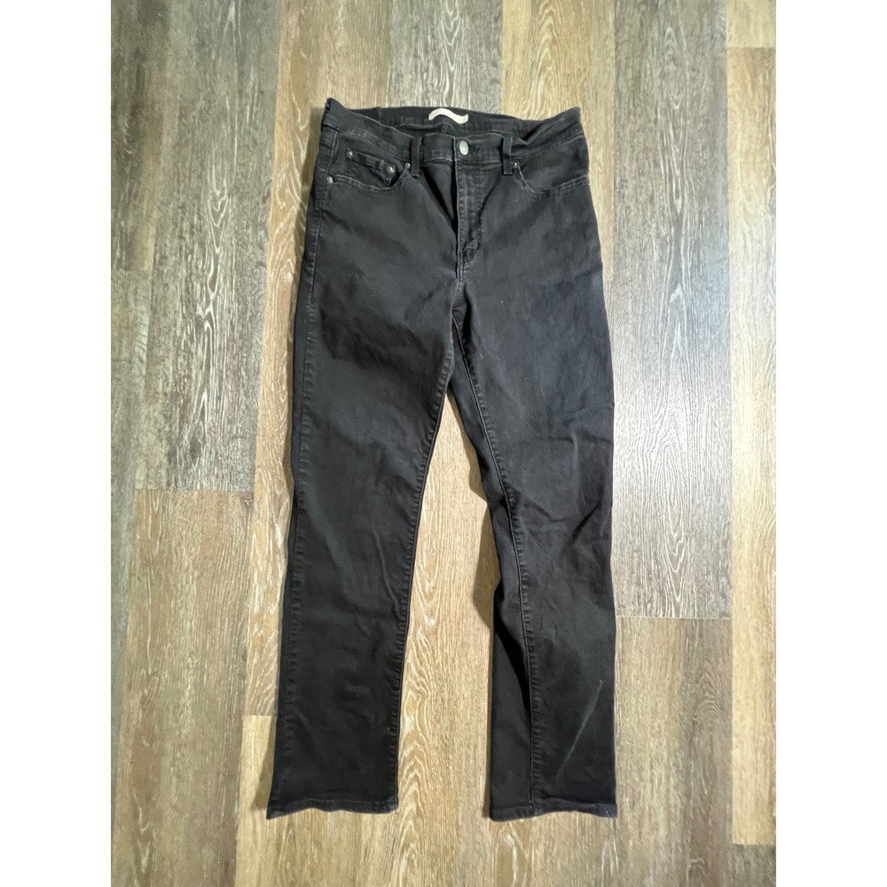 Levi's 724 High Rise Straight‎ Jeans Womens 32 Black Excellent Stretch Denim